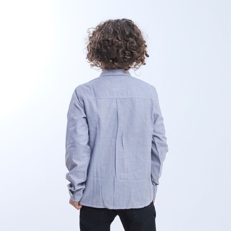 بيبو قميص اولادي مقلم_رمادي - Image 4